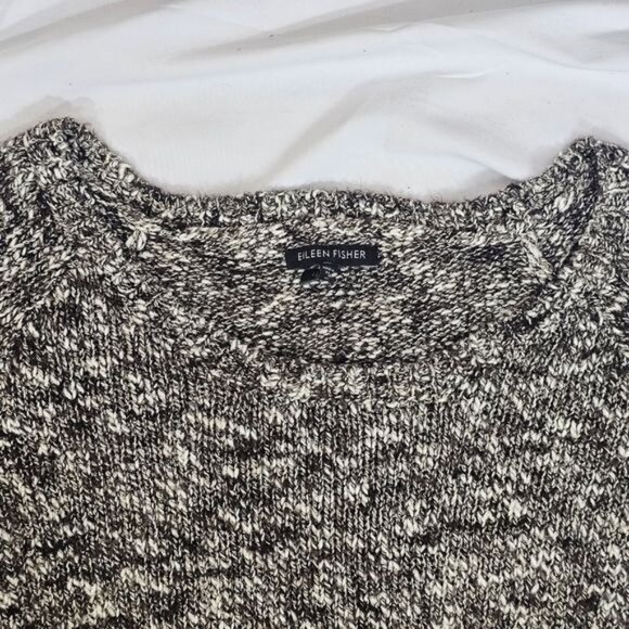 Eileen Fisher Linen Sweater M Marled Brown Coastal Relaxed Fit Lightweight Beach - Picture 6 of 7